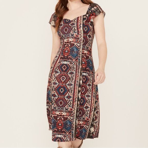 IDYLLWIND WOMEN'S BETHANY FLUTTER SLEEVE MIDI DRESS - Picture 1 of 6